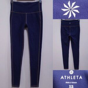 Athleta Cropped Yoga Leggings Size XS Athletic Skinny Pants Purple Blue Navy